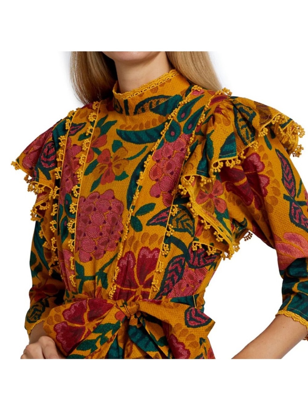 NWT FARM Rio Flowerdoscopic Yellow Mini Dress size small - Picture 7 of 12